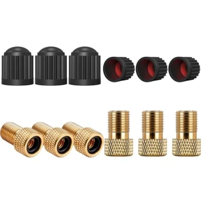 Afbeelding van WOLMIK 6 stuks Presta ventieladapters van messing, verander in Schrader voor fietsen en auto&#039;s, banden oppompen met een standaardpomp of luchtcompressor