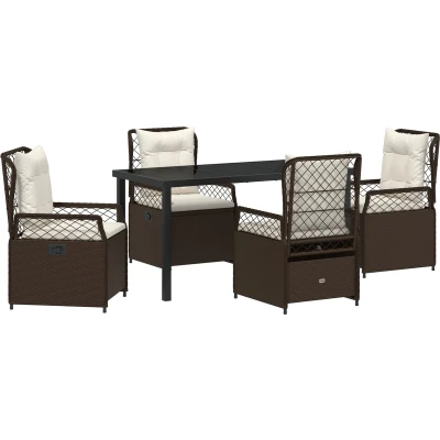 Afbeelding van vidaXL 5 Delige Tuin Eetset Bruin Poly Rattan