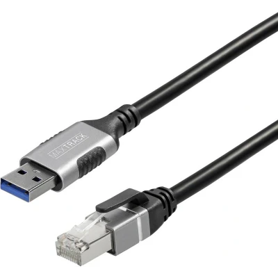 Afbeelding van Maxtrack USB 3.2 Gen 1 (USB 3.0) / RJ45 Netwerk Adapter CAT 6 [1x 3.0 1x stekker] m Zwart