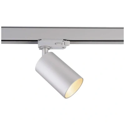 Afbeelding van 3 fasen railsysteem spot Can, zilver, aluminium, GU10, draaibaar gemonteerd