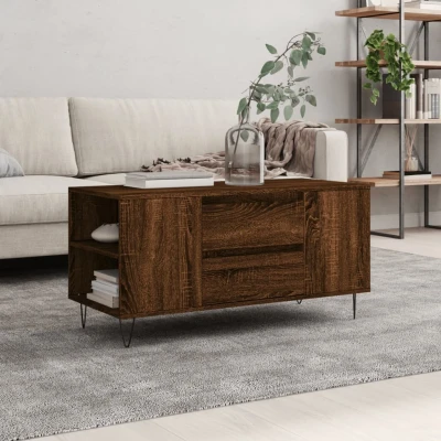 Afbeelding van Salontafel 102x44,5x50 cm bewerkt hout bruin eikenkleur