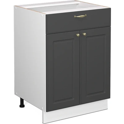 Afbeelding van Vicco Badkamerkast Fame Line, Antraciet goud/Wit, 60 x 81.6 cm met lade, zonder werkblad