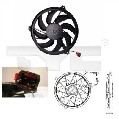 Afbeelding van TYC 826 0004 Radiator Ventilator voor voertuigen met CAN bus systeem 390 210/290 Zonder ventilatorraamwerk PEUGEOT: 206 Hatchback, 206+ Hatchback