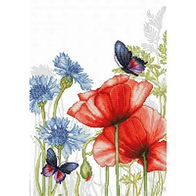 Afbeelding van Poppies and Butterflies Aida Luca S Borduurpakket BU4018