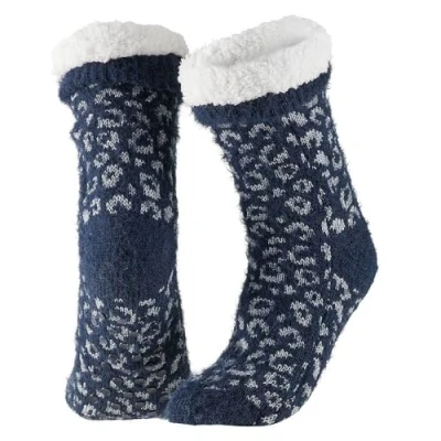 Afbeelding van Apollo Huissok met fake fur Blauw Maat 36/41 Fluffy sokken Slofsokken Anti slip Warme Winter