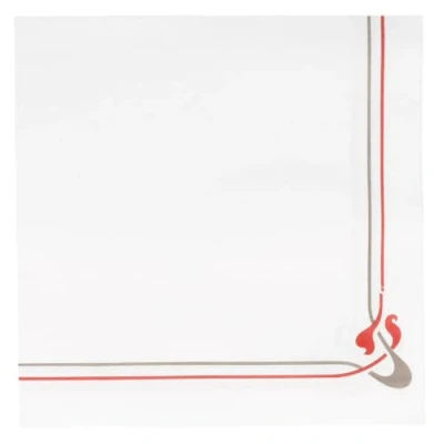 Afbeelding van 2 x 50 servetten 40x40cm &quot;Double Point&quot; Wit, motief Maxim Bordeaux &amp; Grijs (2 paketten)