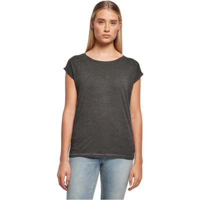 Afbeelding van Damesshirt met ronde hals en omgeslagen mouw Charcoal L