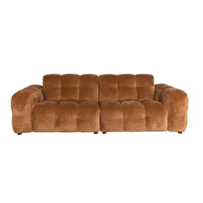 Afbeelding van Dutchbone Hackman 3 zitsbank Velours Cognac Bruin