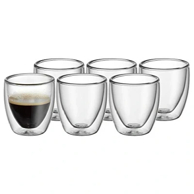 Afbeelding van WMF Kult Espressokopjes, 80 ml, dubbelwandig, van glas, met zweefeffect, hittebestendig thermoglas, 6 stuks