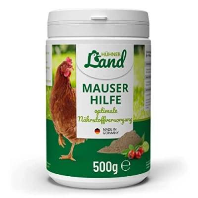 Afbeelding van HÜHNER Land Rui Hulp Voor Kippen en Kwartels een sterk glanzend verenkleed Bevat belangrijke vitamine, mineralen aminozuren 500g