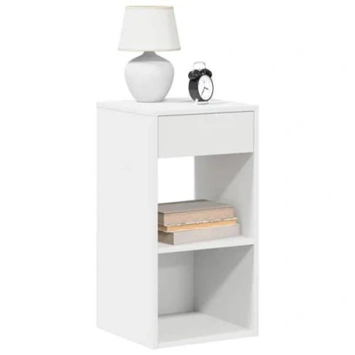 Image de vidaXL Tables de chevet avec tiroir 2 pcs blanc 35x34x66,5 cm858714