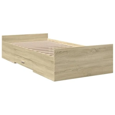 Image de vidaXL Cadre de lit et tiroirs chêne sonoma 90x190cm bois d&#039;ingénierie