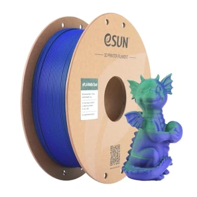 Afbeelding van eSUN mat dubbel gekleurd filament, PLA filament 1,75 mm, kleur zonder glans, matte textuur, 1 kg spoel (2,2 lbs) 3D printerfilament voor printers, groen/blauw