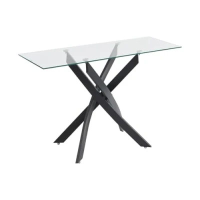 Afbeelding van Vente unique Consoletafel van gehard glas en zwart metaal Transparant COSIMA L 120 cm x H 75 D 44.5
