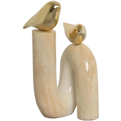 Afbeelding van Decoratieve figuren Home ESPRIT Gouden Ivoor Vogels Romantiek 19 x 11,5 27 cm