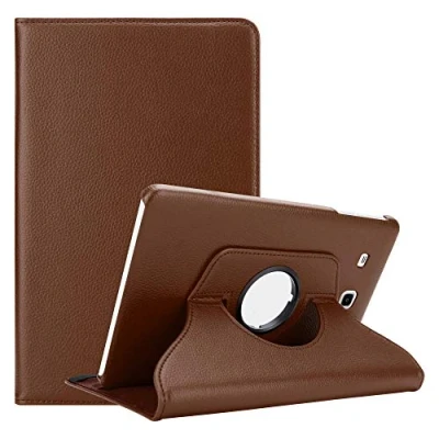 Afbeelding van Cadorabo Tablet Hoesje geschikt voor Samsung Galaxy Tab E (9.6 inch) in PADDESTOEL BRUIN Beschermhoes ZONDER auto Wake Up, met stand functie en elastische band sluiting Book Case Cover Etui