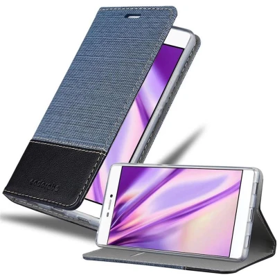 Afbeelding van Cadorabo Hoesje geschikt voor Huawei P8 in DONKERBLAUW ZWART Beschermhoes met magnetische sluiting, standfunctie en kaartvakje Book Case Cover Etui