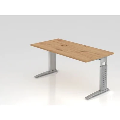 Afbeelding van UNDA 16 S Bureau 160 x 80 Tafelhoogte I In hoogte verstelbaar Essen Eik/Zilver
