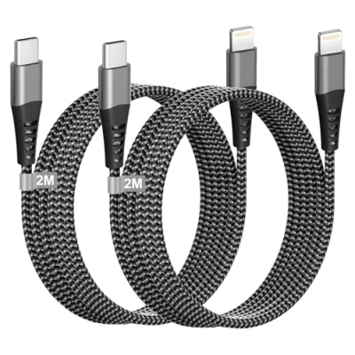 Afbeelding van USB C Lightning kabel, 2 m, stuks, [Apple MFi gecertificeerd], iPhone oplaadkabel, oplader, kabel voor 14 Pro Max/14