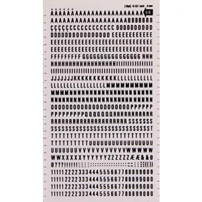 Afbeelding van Letter en cijferetiketten, kleur: zwart, letters cijfers 4 mm, zwart
