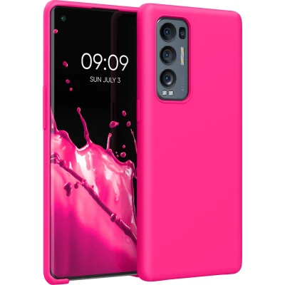 Afbeelding van kwmobile telefoonhoesje geschikt voor Oppo Find X3 Neo Hoesje met siliconen coating Smartphone case in neon roze