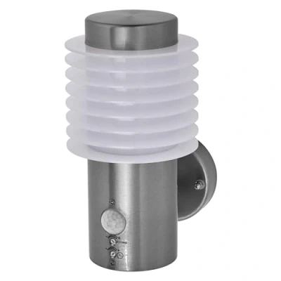 Afbeelding van LEDVANCE ENDURA STYLE RONDO WALL SEN buitenlant., 9,5W, 700lm, wandlamp, roestvrij staal, bewegingsmelder, daglichtsensor, beschermingsklasse IP44, kleurtemperatuur 3.000K, lichtkleur warm wit