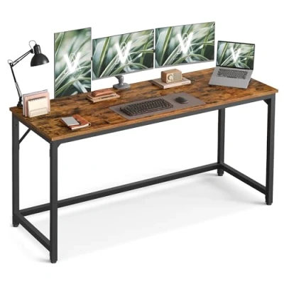 Afbeelding van VASAGLE Tafel, computertafel, 160 x 60 76 cm, voor kantoor, slaapkamer, woonkamer, vintage bruin, zwart, inkt LWD121K01