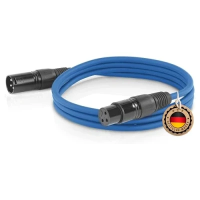 Image de ETEC, câble XLR, microphone, fiche XLR vers prise d&#039;extension bleu, 1,50 m
