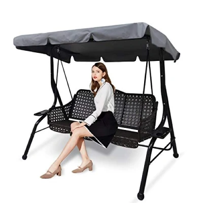 Afbeelding van Vervangend dak voor schommelbank, 2 zits, dak, tuinschommel, hoes hangmat, waterdichte uv bescherming outdoor, klein, grijs