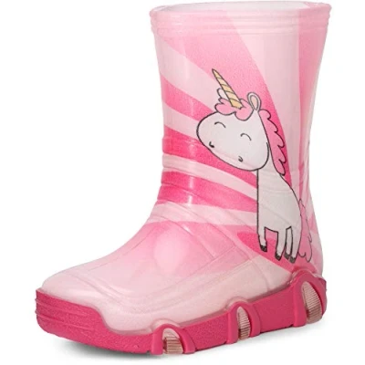 Afbeelding van Ladeheid Kinder Regenlaarzen Rubberen Anti Slip Zool PVC LA ZT Szuwarek2020BW Rosa Einhorn 30 25/26