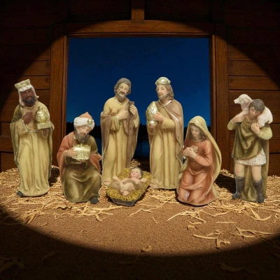 Afbeelding van Kerstgroep poly h12 cm ntrl/goud 7st Decoris