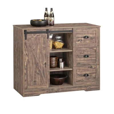 Afbeelding van SoBuy Keukenkast KNL08 N MDF &amp; BP platen Max. 110kg 110x50x90cm Bruin