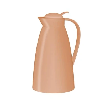 Afbeelding van alfi Eco 1,0 liter, abrikoos, thermoskan met hygiënisch gehard glazen inzetstuk van kunststof, schroefsluiting comfortabele drukknop, gieten één hand, ideaal als koffiezetapparaat,