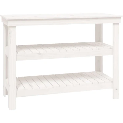 Afbeelding van vidaXL Werkbank 110,5x50x80 cm massief grenenhout wit