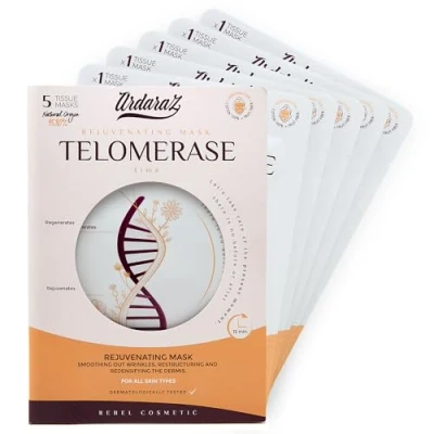 Afbeelding van Ardaraz Gezichtsmasker met telomerase en hyaluronzuur. Hydraterend Gezichtsmasker, anti rimpel aging, voor een vollere huid. 5 stuks