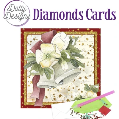 Afbeelding van Dotty Designs Diamond Cards Christmas Bells with White Flowers