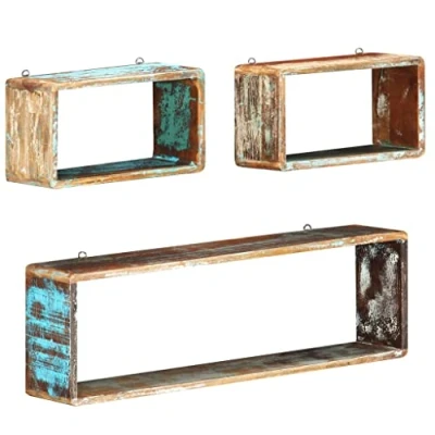 Image de vidaXL Ensemble d&#039;étagère cube 3 pcs Bois solide de récupération285845