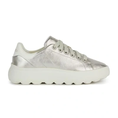 Afbeelding van Geox D Spherica Sneakers laag, Dames, Maat: 38, Gold optic white Leer en imitatieleer
