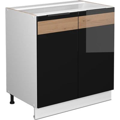 Afbeelding van Vicco Halfhoge kast Fame Line, Zwart eiken hoogglans/wit, 80 x 81.6 cm met legplank, zonder werkblad