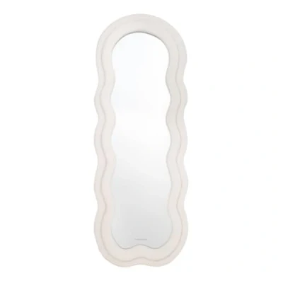 Afbeelding van Flamingueo Wandspiegel Golfspiegel, Grote Wandspiegel, Asymmetrische Teddy Spiegel, Staande Slaapkamerspiegel, Woondecoratie, Lange Spiegel