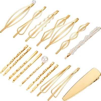 Afbeelding van Yaomiao 17 delige set gouden haarspelden geometrische metalen decoratieve kapperssieraden accessoires voor vrouwen feest bruiloft