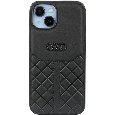 Afbeelding van Audi Genuine Leather Back Case Geschikt voor Apple iPhone 14 (6.1&quot;) Zwart