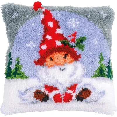 Afbeelding van Vervaco Knoopkussen kit Kerstkabouter in de sneeuw PN 0201456