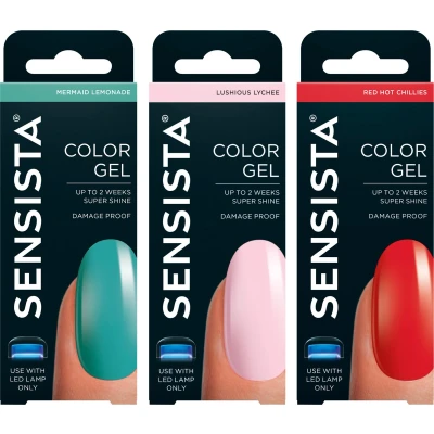 Afbeelding van Sensista Wild Blossom Set Color Gel Gellak Voordeelset Roze Rood Groen nagellak voor LED lamp 3 stuks