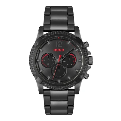 Afbeelding van HUGO BOSS heren Impress for him horloge HU1530296 in de kleur Zwart