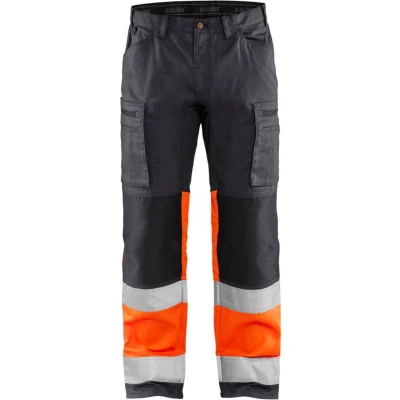 Afbeelding van Blaklader Werkbroek met stretch High Vis 1551 1811 Medium Grijs/ Oranje C56