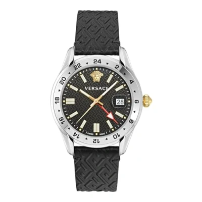 Afbeelding van Versace Watches greca TIME Horloge, Heren, Maat: One Size, Black strap/black dial