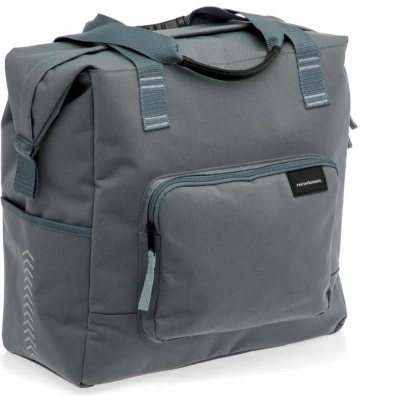Afbeelding van New Looxs ® Tulum Camella Enkele Fietstas 100% Gerecycled Polyester Shopper met Rits Pakaftas Enkel Boodschappentas Haken Stevig en Afneembaar 26 Liter Grey Green
