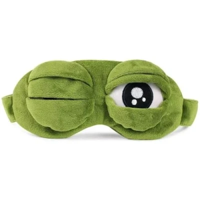 Afbeelding van Finnacle 3D Kikker Slapen Oogmasker Kinderen BetterJonny Pluis Cartoon Creatieve Grappige Oogbedekking Slaapmasker Blinddoek voor Vrouwen, Kinderen, Heren en Dames Groen