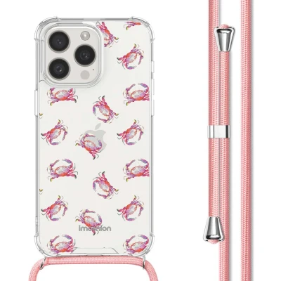 Afbeelding van iMoshion Hoesje Geschikt voor iPhone 15 Pro Max met Koord Design Meerkleurig / Crab Watercolor